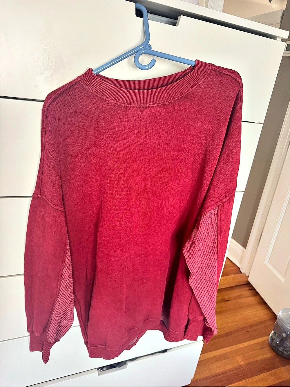 aerie Oversized Long Sleeve Sweatshirt in Red